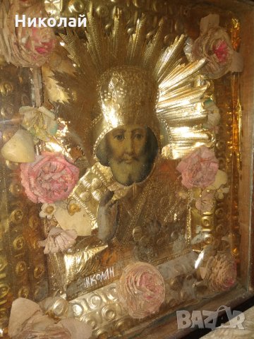 Старинна Руска икона на свети Николай , снимка 4 - Антикварни и старинни предмети - 32044387