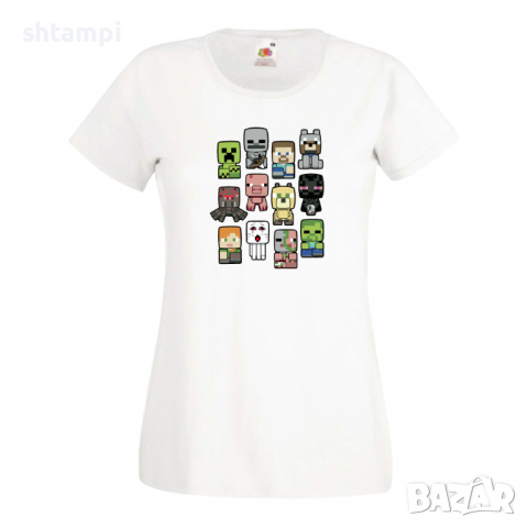 Дамска тениска Minecraft Drawing Characters Minecraft,Игра,Забавление,подарък,Изненада,Рожден Ден., снимка 5 - Тениски - 36520940