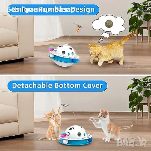 Нова Автоматична играчка за котки с USB, тумблер дизайн и движещо перо, снимка 3 - За котки - 52219521