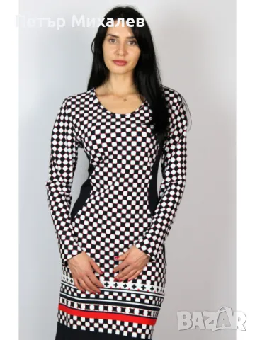 НОВО Елегантна права рокля Геометрия, снимка 4 - Рокли - 48477770