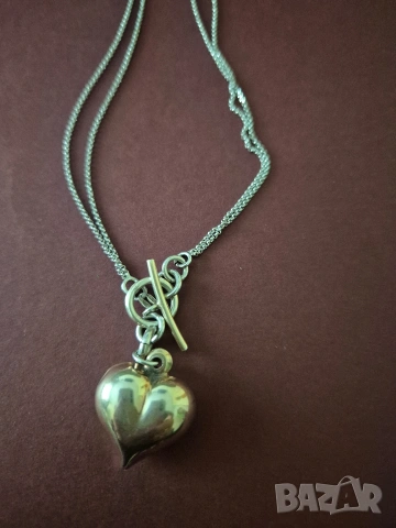 красиво колие бяло жълто сребро, снимка 2 - Колиета, медальони, синджири - 53302535