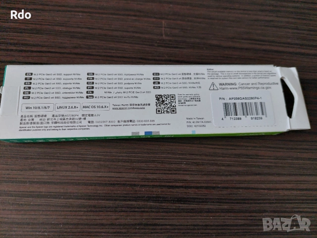 NVME SSD Apacer M.2 AS2280P4 256GB