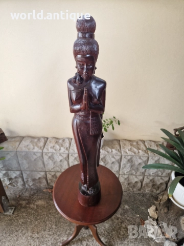 Страхотна огромна антикварна дървена фигура статуетка скулптура , снимка 4 - Статуетки - 52019655