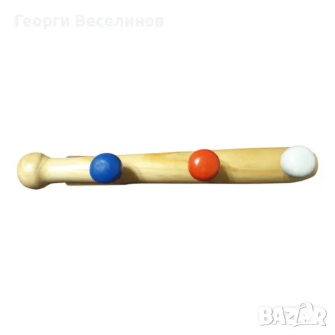 Детска закачалка, Linea Bertomani, с три цветни куки, дървенао, снимка 3 - Закачалки - 48911090