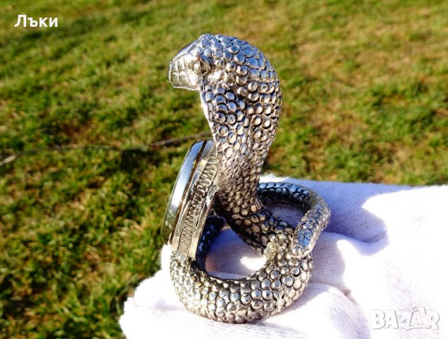 Seiko посребрен настолен часовник Кобра,Змия.  , снимка 8 - Антикварни и старинни предмети - 32045487