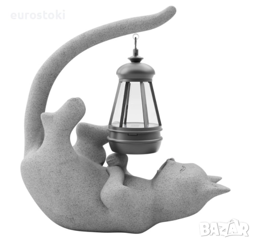 Декоративна статуя Котка със соларно фенерче, градинска фигурка от смола, декорация за дом/градина, снимка 3 - Градински мебели, декорация  - 52506755