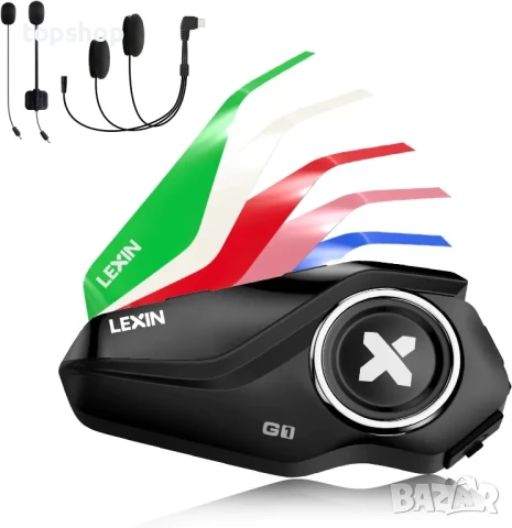 НОВ LEXIN G1 водоустойчиви bluetooth / безжични слушалки за каска, мотоциклет, 2 типа микрофони