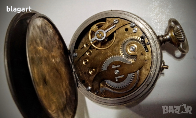 Джобен железничарски часовник - Roskopf , снимка 2 - Антикварни и старинни предмети - 44551977