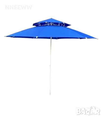 Плажен / Градински чадър с двоен таван против повдигане от вятър, снимка 3 - Градински мебели, декорация  - 48990736