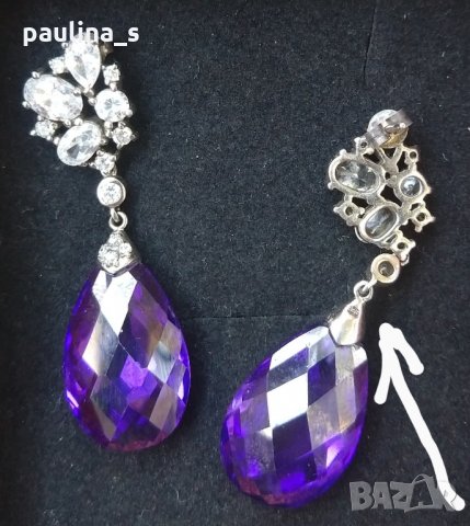 Сребърни обеци с пурпурни Аметисти / проба 925 и житен клас, снимка 2 - Обеци - 29210664