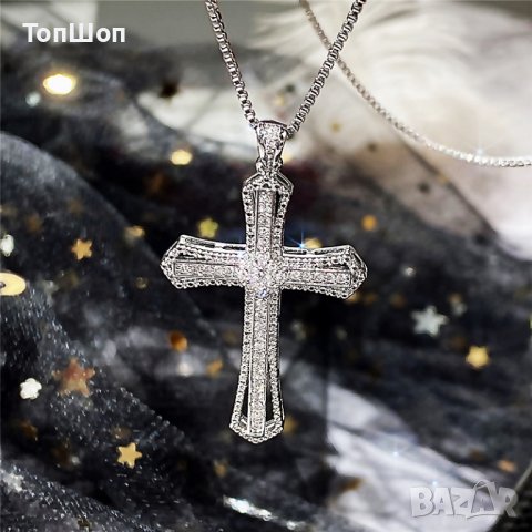 Кръст колие изцяло с кристали