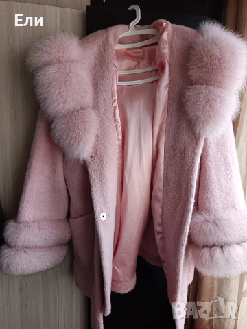 Палто алкантара с естествен косъм от лисица , снимка 2 - Палта, манта - 53272133