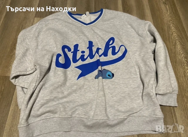 Дамски пуловер Stitch heather Grey L Large Disney джъмпър
