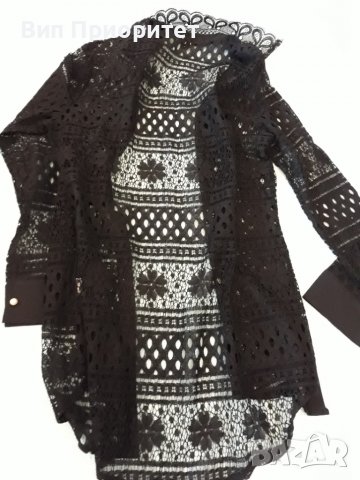 Риза- туника с перлени копчета, черна дантела, много ефектна стилна, снимка 9 - Туники - 37409061