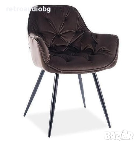 Трапезен стол кресло ЧЕРИ ВЕЛВЕТ кадифе в кафяв цвят