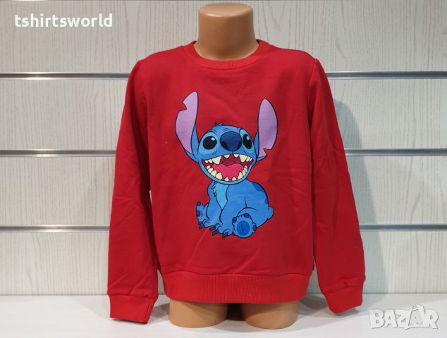 Нова детска ватирана блуза с дълъг ръкав Стич (Stitch) в червен цвят, снимка 5 - Детски Блузи и туники - 38996197