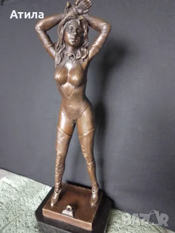 скулптура статуетка бронз 34 см, снимка 2 - Статуетки - 49460653