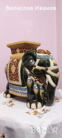 Стар антикварен керамичен слон. Индийски винтидж., снимка 2 - Колекции - 49339349