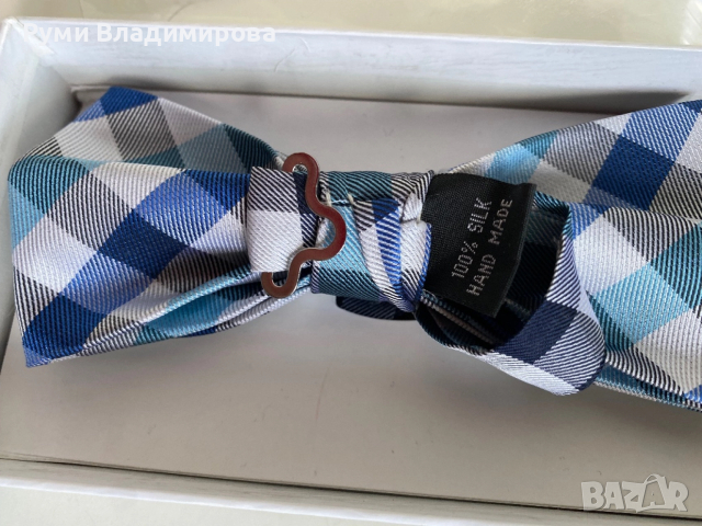 Синя папийонка от 100 % коприна, снимка 4 - Сака - 52505606