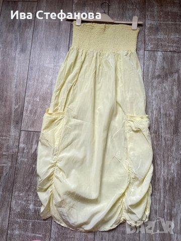 Страхотна дълга патешко жълта рокля one size размер, снимка 5 - Рокли - 37532165