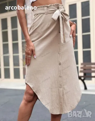 Едноцветна дамска пола с висока талия, 3цвята , снимка 2 - Поли - 41838523