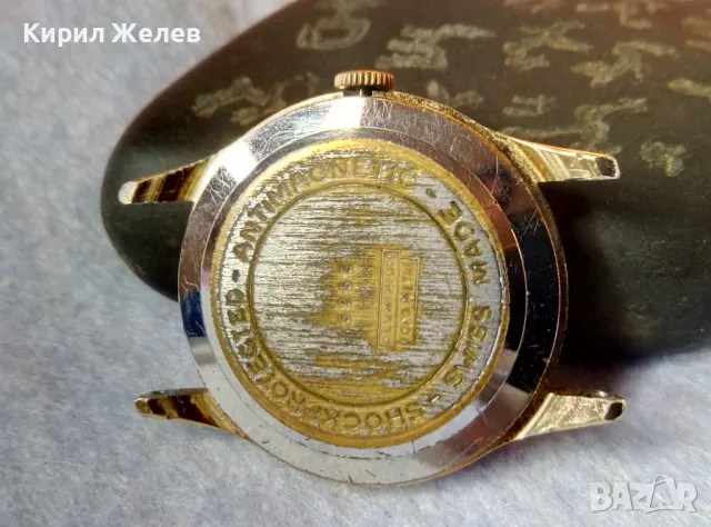 N - NEWMARK SHOCK PROTEKTED SWISS MADE Стар ПОЗЛАТЕН ШВЕЙЦАРСКИ РЪЧЕН ЧАСОВНИК РАБОТЕЩ 49586, снимка 2 - Антикварни и старинни предмети - 48442445