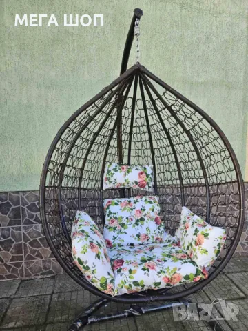 Градинска люлка от PVC ратан с метална конструкция, снимка 8 - Градински мебели, декорация  - 50224547