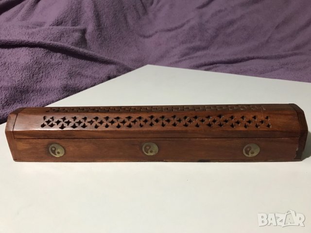 Голяма кутия от дърво за ароматни пръчици и конуси ян и ин, снимка 2 - Декорация за дома - 40398178