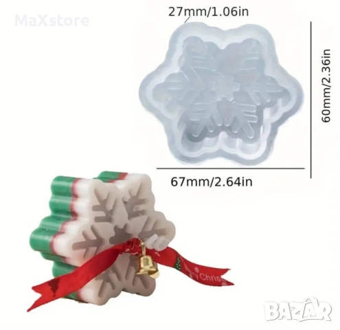 Дълбока снежинка снежинки Силиконов молд форма за свещи гипс сапун смола , снимка 4 - Форми - 51964860