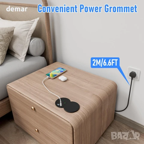 Вграден настолен контакт с капак, USB-C PD 20W,USB-A и USB-C,2 м кабел, снимка 6 - Друга електроника - 50911626