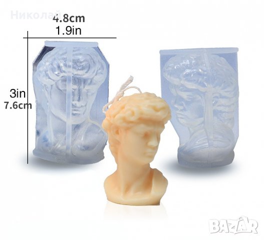 Силиконов молд мъж Давид на Микеланджело , мъжко тяло , свещи , гипс , епоксидна смола фондан мъжка, снимка 2 - Други - 39931275