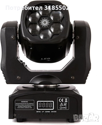 Преносими LED сценични светлини с движеща се глава и управление (6x12W + лазер), снимка 6 - Прожектори - 51457153