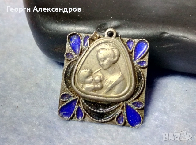 Старинна Емайлирана СРЕБЪРНА ИКОНКА Сребро 835 Ръчна Художествена Майсторска Работа КЛЕТЪЧЕН ЕМАЙЛ
