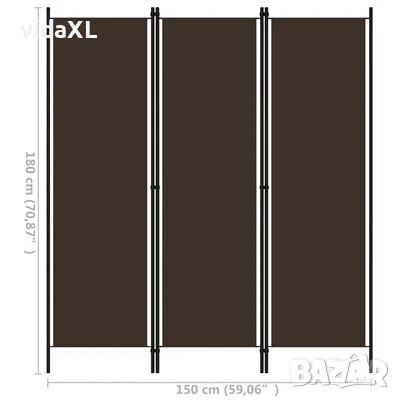 vidaXL Параван за стая, 3 панела, кафяв, 150x180 см(SKU:320716), снимка 4 - Паравани - 48697702