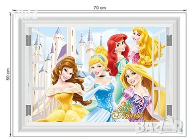 5 принцеси през прозорец самозалепващ стикер лепенка за стена мебел детска стая, снимка 2 - Други - 31615277