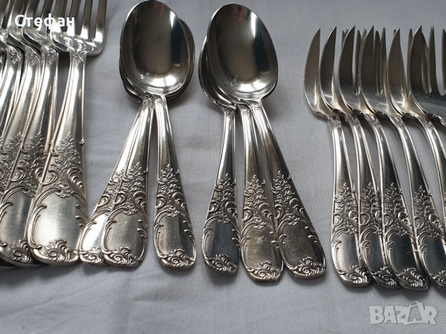 Комплект посребрени прибори, снимка 8 - Антикварни и старинни предмети - 52451821