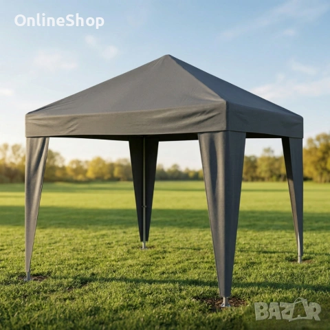 Сгъваема градинска шатра 3x3 м – Здрава метална конструкция, регулируема височина и защита 