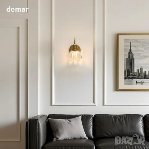 Стенна лампа JIMUBEAM Vintage Gooseneck с прозрачен стъклен абажур тип лале, снимка 4 - Лампи за стена - 50591230