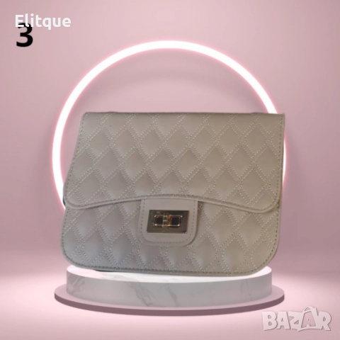 Капитонирана модна чанта с дълга дръжка в златисти цвят, снимка 6 - Чанти - 52895679