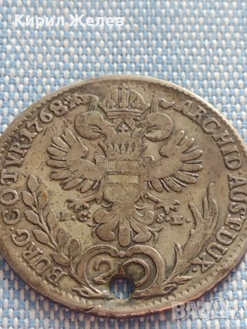 Сребърна монета 20 кройцера 1768г. Мария Терезия Виена Австрия 14942, снимка 11 - Нумизматика и бонистика - 42871693