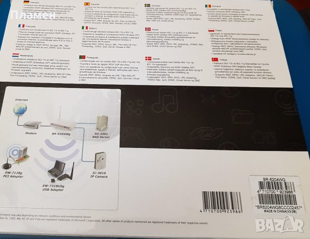 Безжичен рутер Edimax BR-6204Wg, снимка 5 - Рутери - 31825919