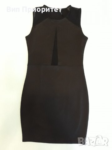 Мини черна рокля къса , елегантна, секси, без ръкав, с прозрачен елемент отпред и на раменете, ефект, снимка 3 - Рокли - 37435253