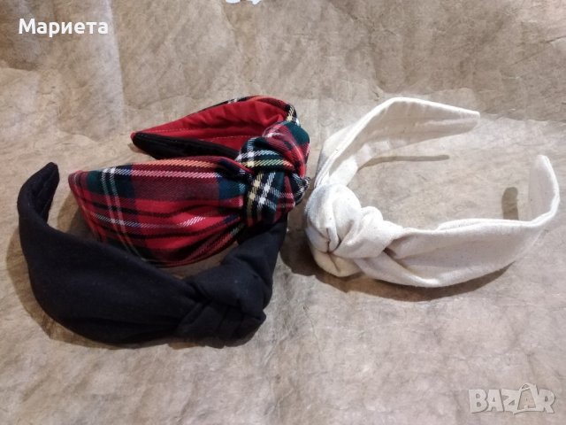 Диадеми с възел Диадема червено каре Черна Диадема Бяла диадема Ръчна изработка , снимка 3 - Аксесоари за коса - 44207961