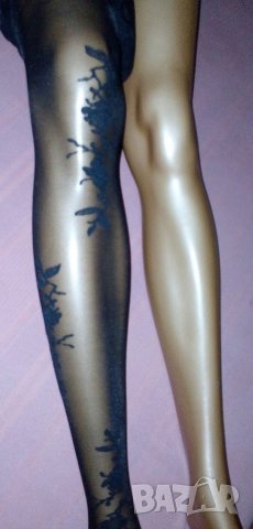 Ergee- Нов черен релефно-фигурален чорапогащник- S/ 38-40, снимка 1