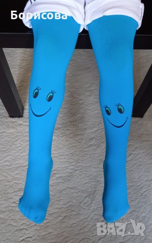 Едноцветен чорапогащник с принт усмивка, чорапогащник за балет, снимка 2 - Чорапи - 30181983