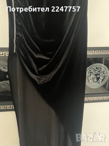 Черна рокля кадифе размер L, снимка 5 - Рокли - 44307413
