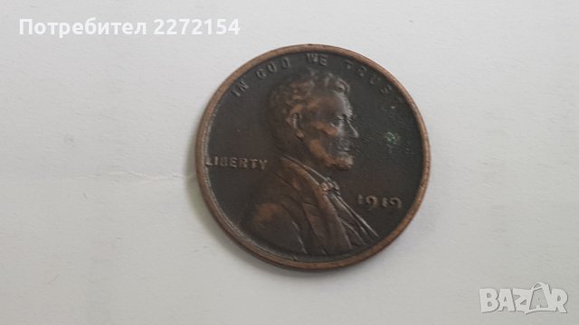 1 цент one cent 1919, снимка 2 - Нумизматика и бонистика - 39834398