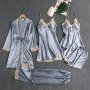 Сатенена пижама, комплект от 5 части., снимка 1 - Пижами - 44459570