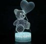  Романтичен подарък! 3D LED светещо мече с дистанционно, снимка 2