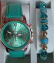 Уникален дамски комплект часовник с гривна в стилно зелено и изящно бижу, снимка 2